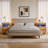 Wood Nightstand with LED Lighting, Hidden Storage Drawer and Built-In Charging Station-328840639