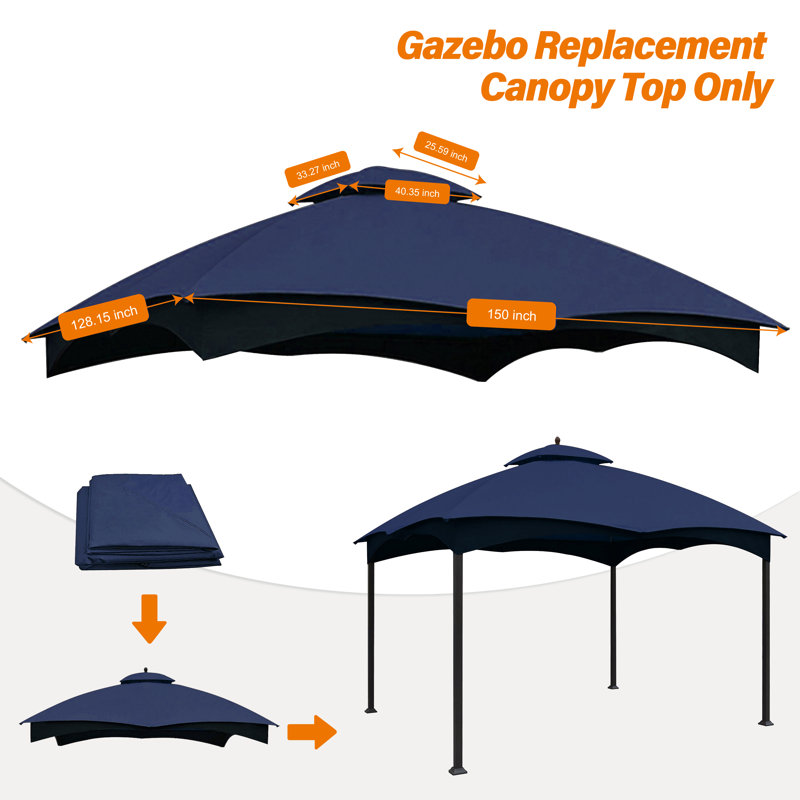 Toit de remplacement pour pavillon de 10 pi X P 12 D Allen Roth Gazebo, Marine