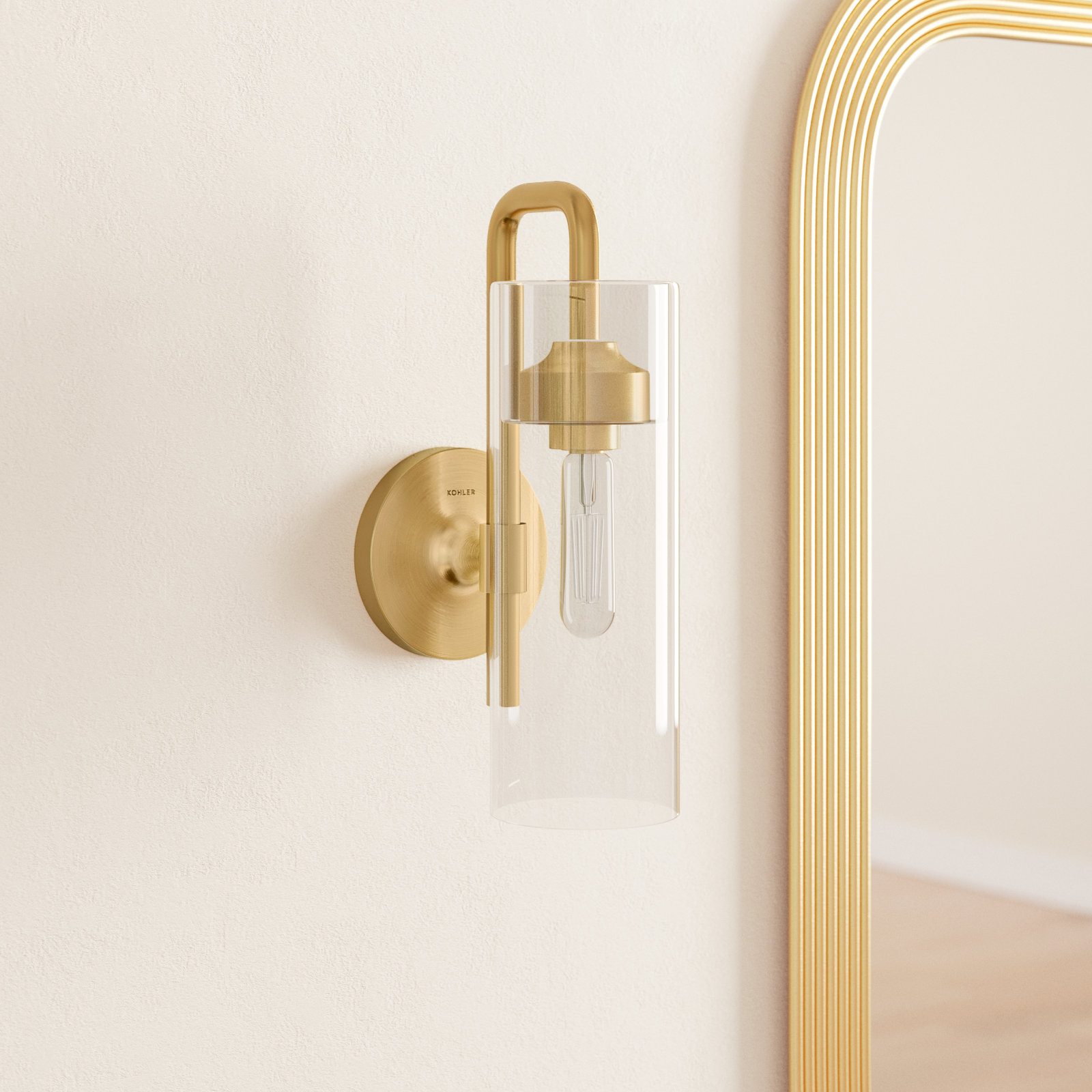 Kohler Purist Single Light Armed Sconce, Brushed Moderne Brass