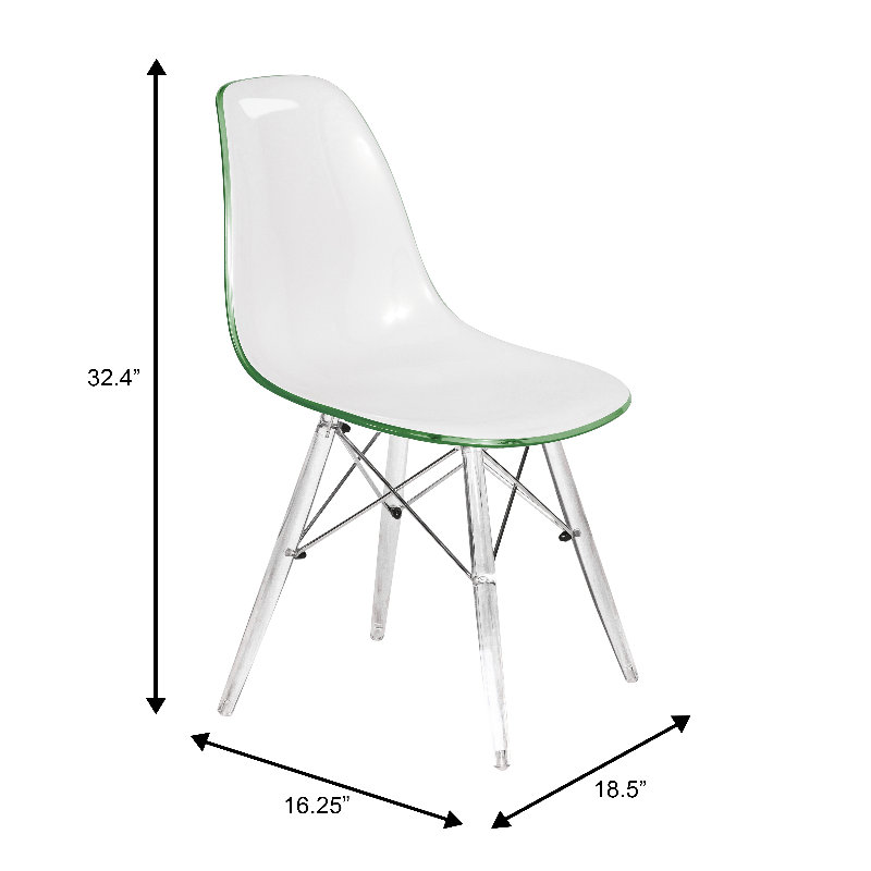 Culley Modern Acrylic Side Chair – Armless Transparent Accent Chair Lightweight Molded Plastic Seating for Dining Room, Kitchen, Vanity, Office, or Banquet