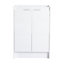 Meuble-lavabo autoportant de 24 po blanc brillant, lavabo en résine, charnières à fermeture en douceur pour portes silencieuses, capacité de rangement supplémentaire, compartiments de tablettes spacieux