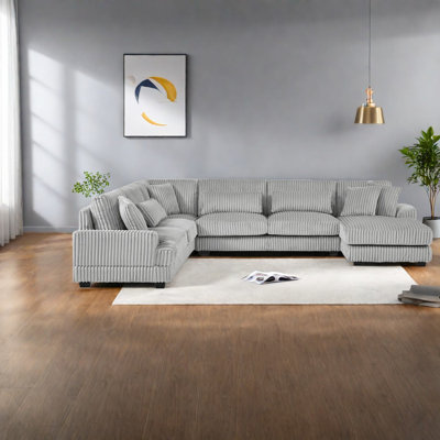 Canapé modulaire surdimensionné en U en velours côtelé de 129 pouces pour la maison