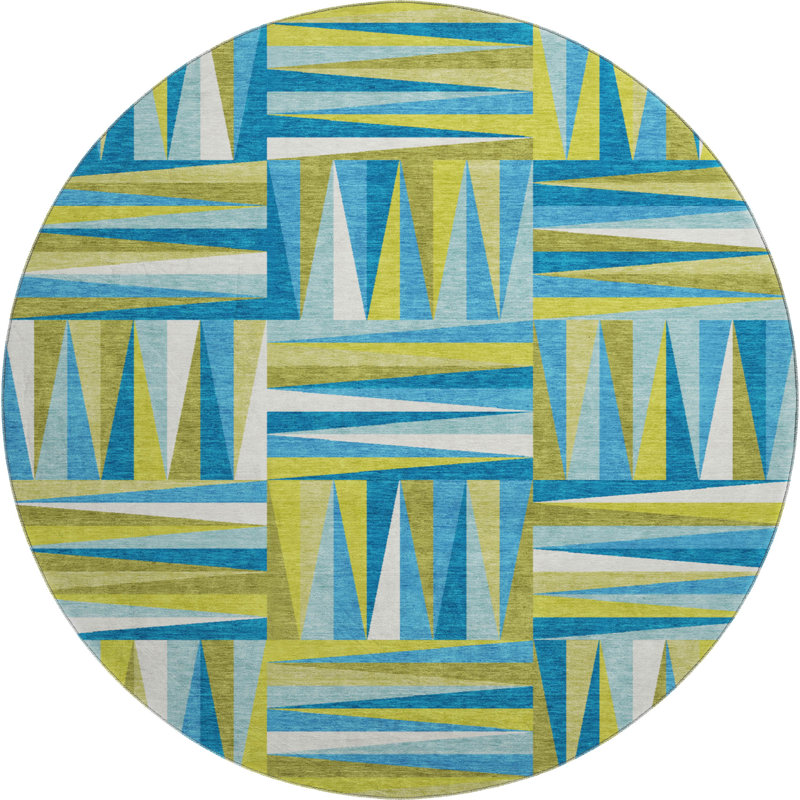 Premium Machine Washable Collett AMF1012 Squares Rug, Round 8'