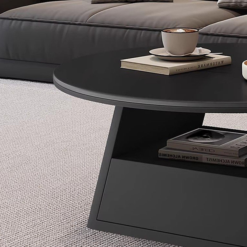 Table basse italienne de style crème minimaliste, Noir, H 15,74 po x L 27,55 po x l 27,55 po, Noir