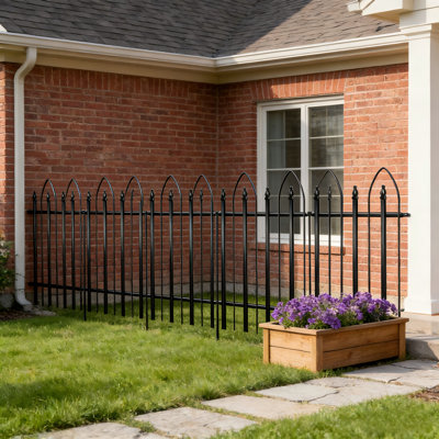 32" H x 24" W Metal Decorative Garden Fence, 5 Panels, 10 ft Total Length, Rustproof Landscape Border for Yard, Flower Bed, Patio, and Dog Barrier
