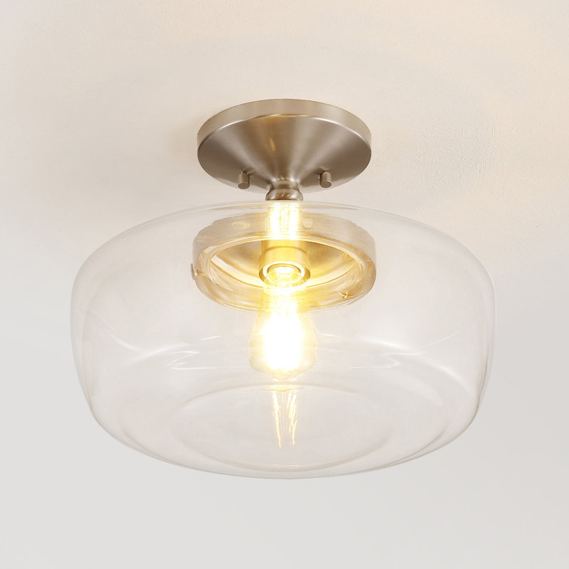 Tatem Glass Semi Flush Mount, Nickel