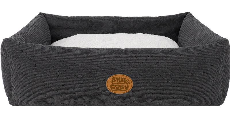 FAUX WOOL Pet Bed, Charcoal, 28cm H x 70cm W x 56cm D