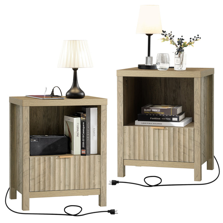 Arrilla 25" 1 - Drawer Nightstand with Built-in Outlets