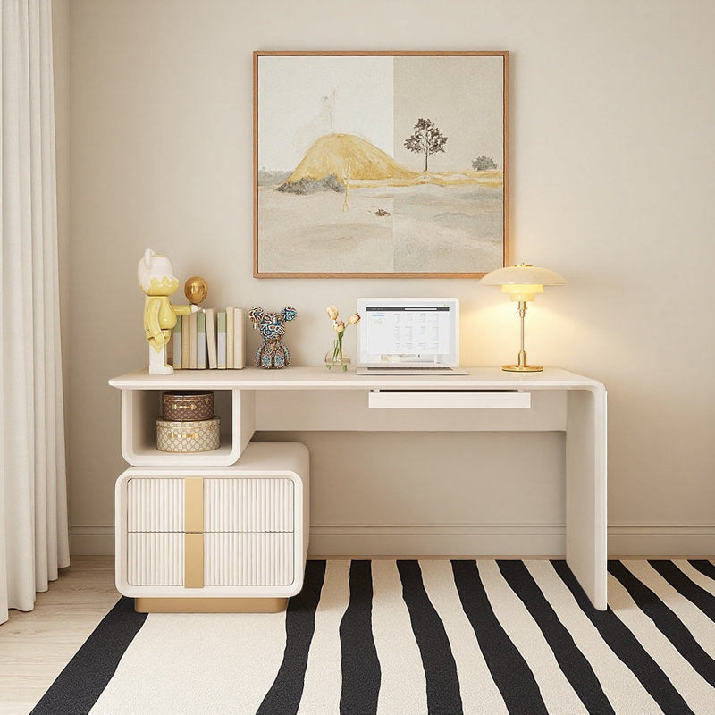 Cream style home desk, 29.53" H x 55.12" W x 23.62" D