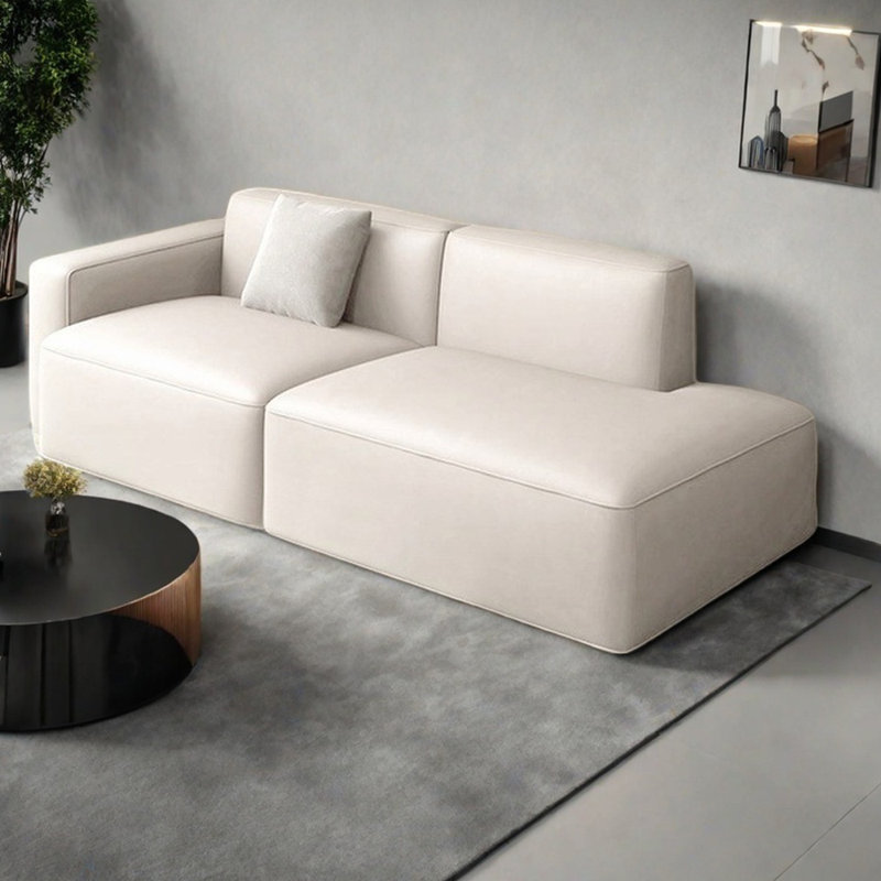 Fauteuil inclinable en cuir léger et luxueux, Orienté à gauche (vu de face), Blanc