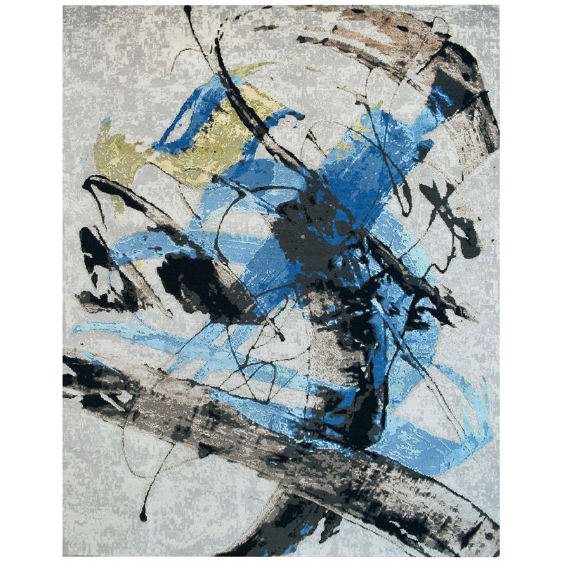 Hand Woven Silk and Wool Area Rug, Rectangle 8' x 10'