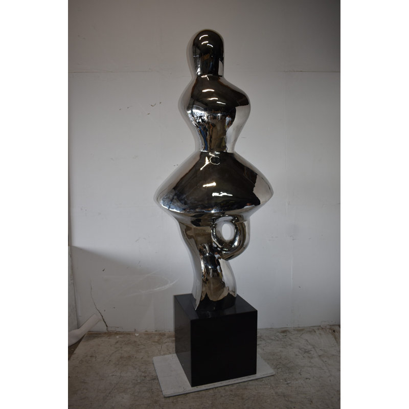 Wannie Ambiguous Stainless-Steel Statue On Marble Base Size: 28" x 28" x 100"H