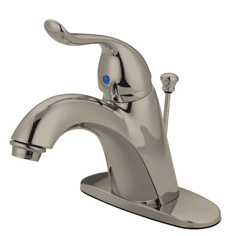 Robinet de salle de bain 1 trou à fixation sur le comptoir avec robinet escamotable en laiton Kingston, Nickel brossé