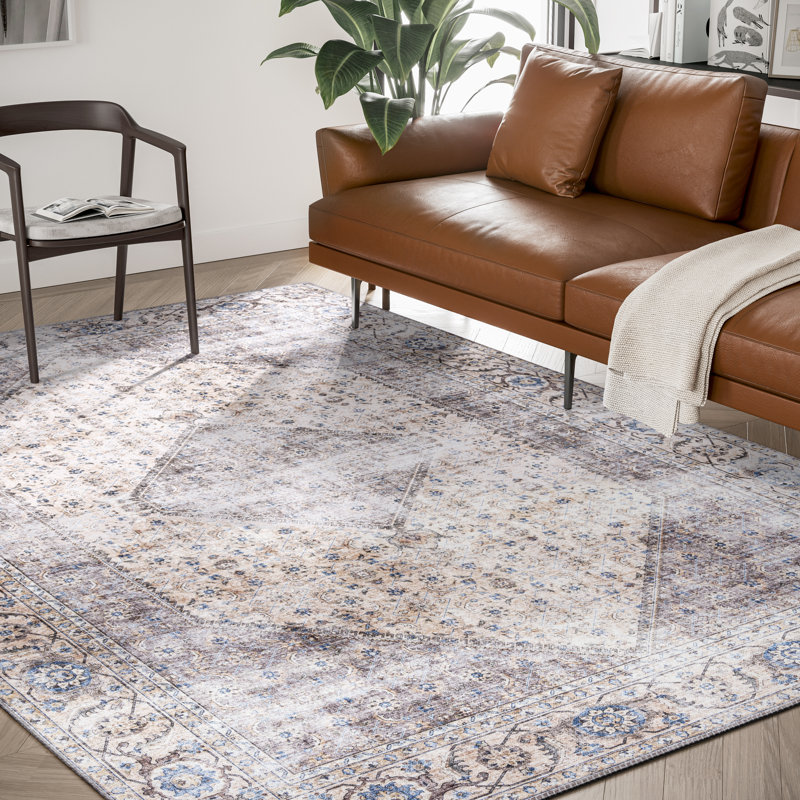 Tapis brun / ivoire Devendr, Rectangle 5 pi 3 po x 7 pi 6 po