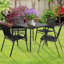 Ensemble repas d'extérieur 5 pièces avec table carrée et 4 chaises empilables en plastique, structure toutes saisons-673800323