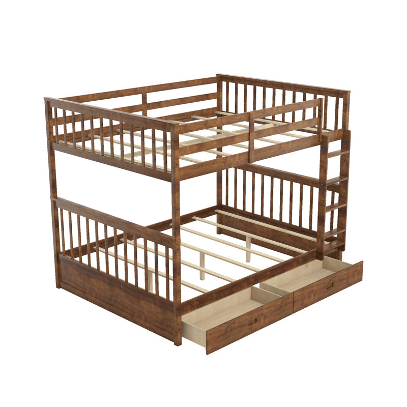 Ermagene Kids Full Over Full Bunk Bed, Walnut