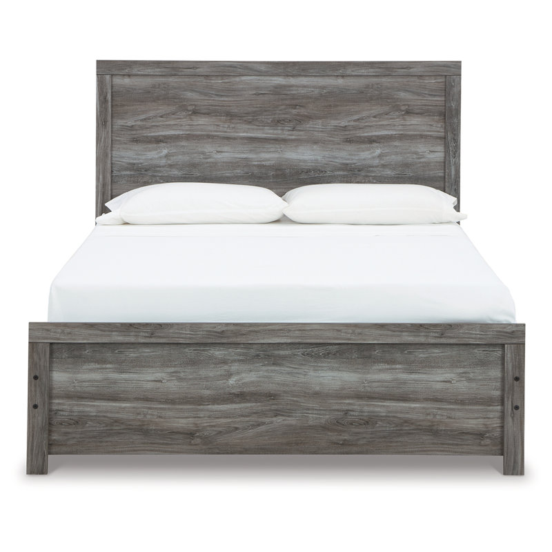 Gray Wood Queen Panel Bed with Headboard