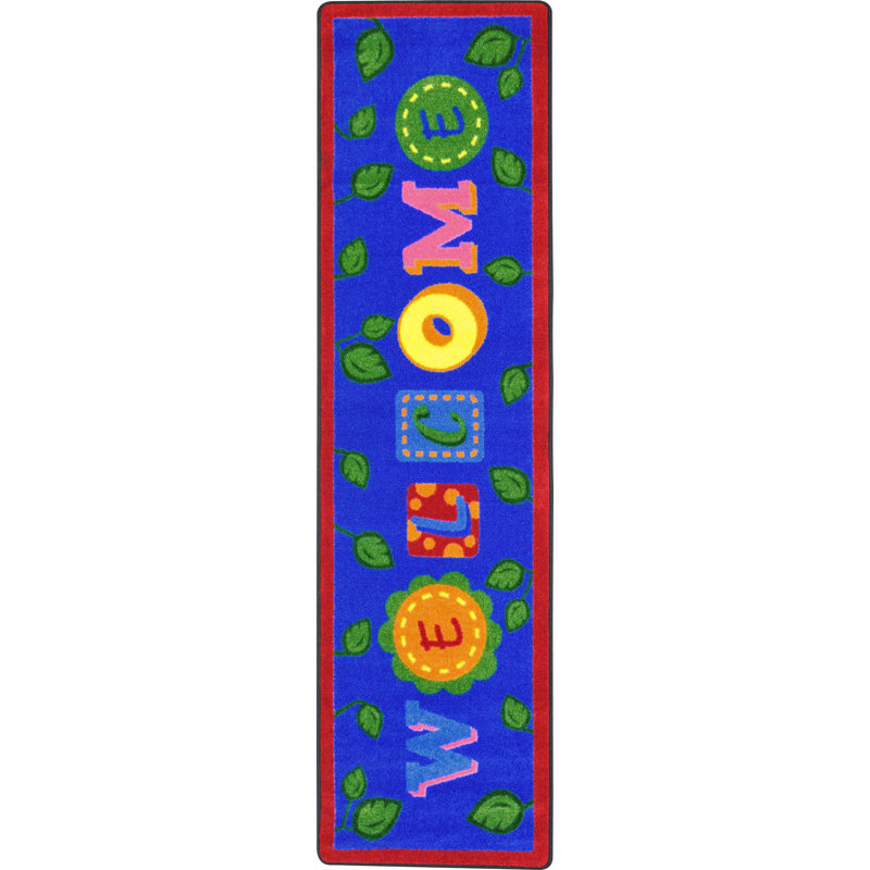 Tapis bleu Alphabet Leaves, Tapis de couloir 2 pi 1 po x 7 pi 8 po