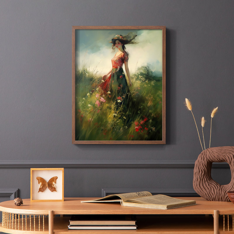 WOMEN Series CCCCXII - reproduction encadrée de qualité supérieure - prête à être accrochée - aucun clou requis, Noyer