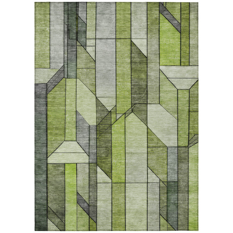Machine Washable Indoor/Outdoor Chantille ACN2867 Modern Rug, 3' x 5', Green