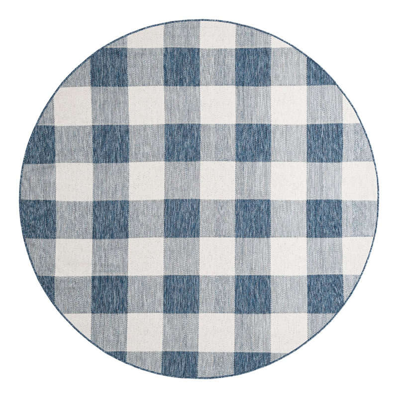 Talih Gingham Indoor / Outdoor Rug, Round 7'10"