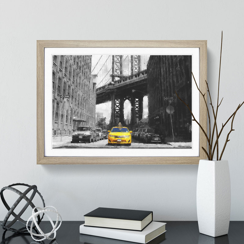 Yellow Taxi Cab Vol.1 - Framed Print, Oak Framed, 36cm H x 48cm W x 2cm D