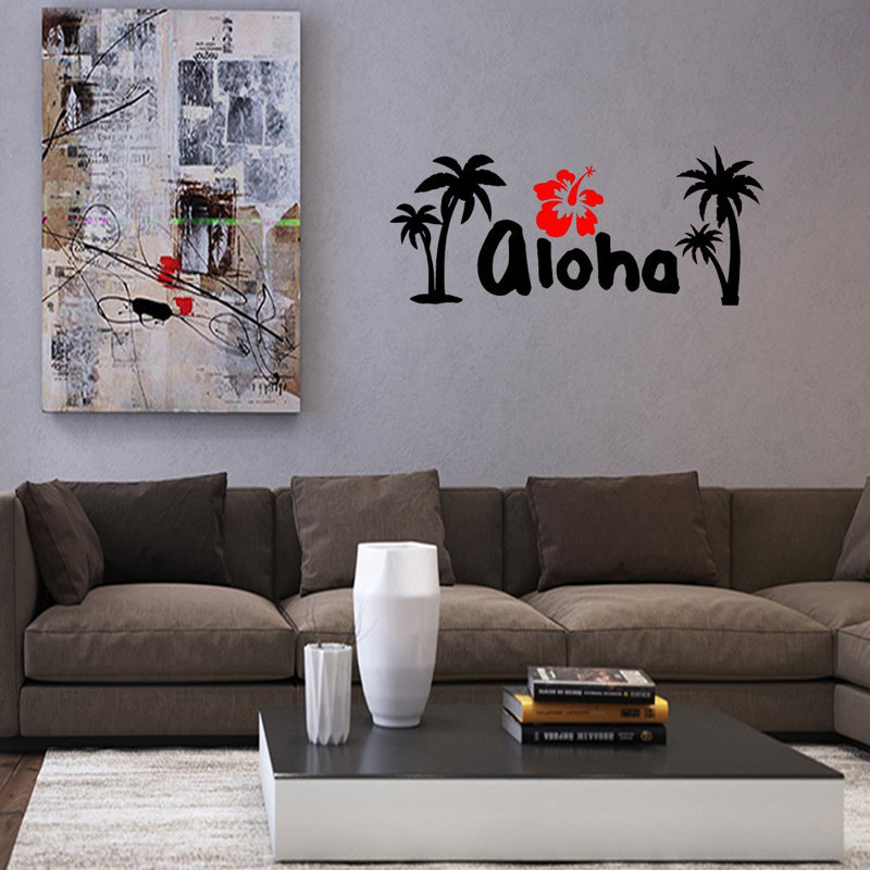 Décalcomanie murale fleur aloha hibiscus, H 9 po x l 22 po x P 0,01 po
