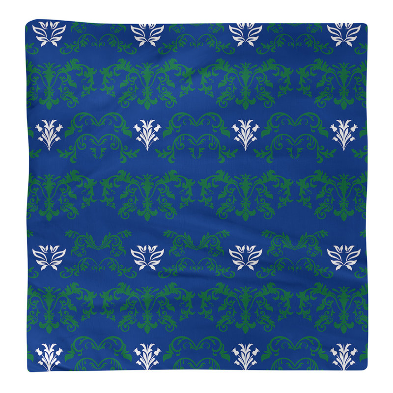 Damask Square Napkin, Green/Blue/White, Cotton, 10" W x 10" L