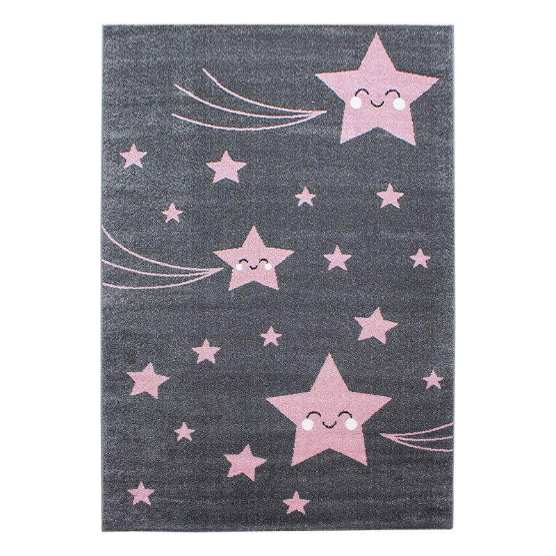 Hooked Pink/Grey Rug, Rectangle 120 x 170cm