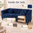 Navy Blue 3-Piece Living Room Set with Channel-Tufted Sofa, Loveseat and Armchair-87477460