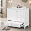 Meuble-lavabo 36 po avec lavabo en céramique, panneau de fibres à densité moyenne et base en bois massif, 3 tiroirs et armoire avec tablettes, meuble-lavabo autoportant avec trous de robinet de 4 po-133416629
