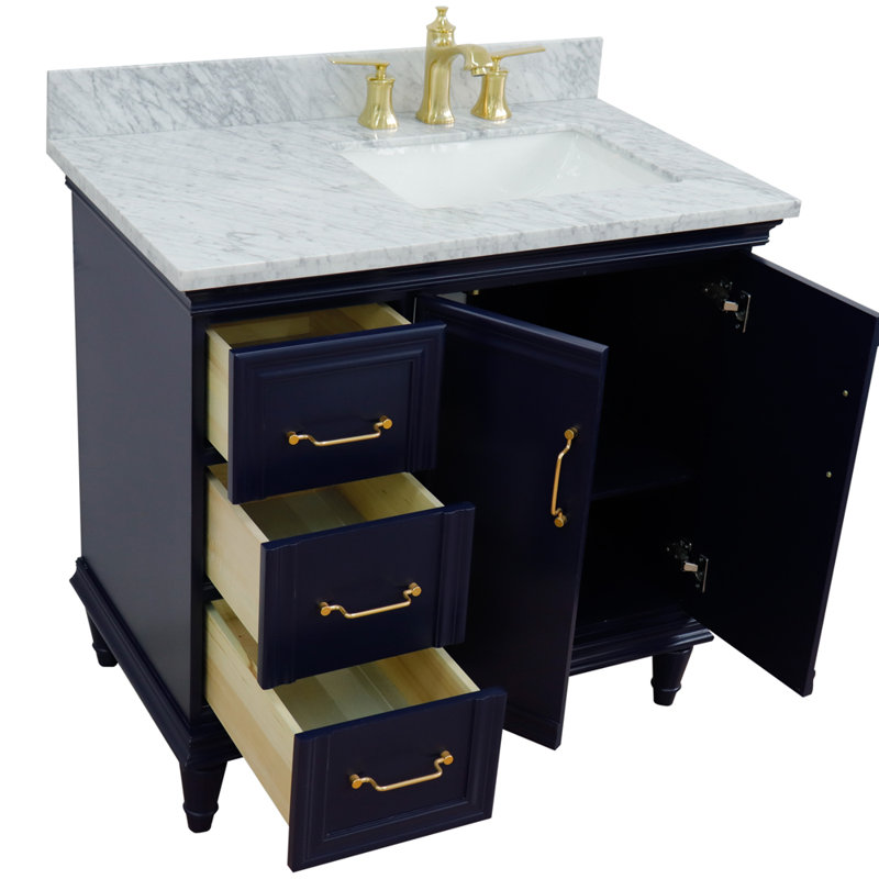 Ensemble de meuble-lavabo simple 37 po Lobardy, Bleu