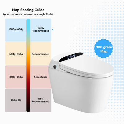 Built-In Tank 900G MAP Smart Bidet Toilet, Auto Flush, Heated Seat, Multi Cleaning, LED Display
