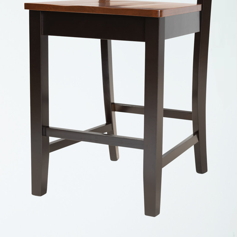 Annorah Solid Wood Counter Stool, Dark Brown/Walnut Brown
