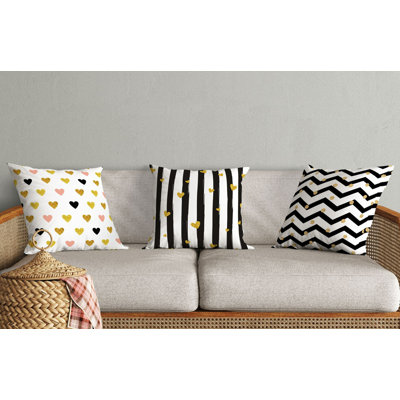 Ensemble de housses de coussin élégantes (3 pièces), 50% coton, 50% polyester | Lavable à la machine, repassable, impression numérique | Parfait pour la décoration intérieure, le salon et la chambre à coucher