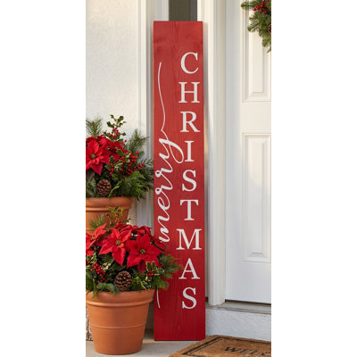 Red Merry Christmas Porch Leaner 47" x 7.25"