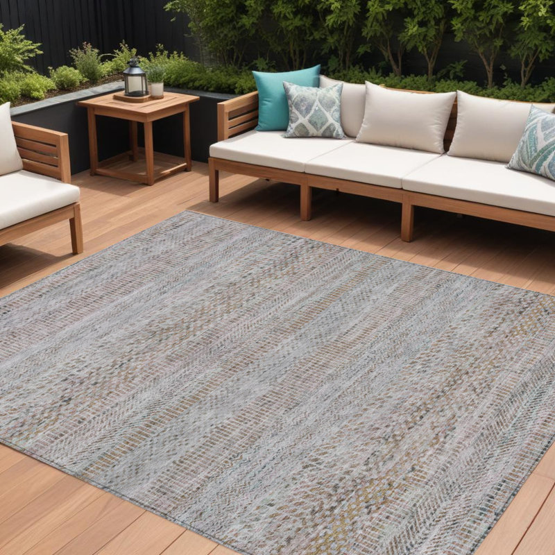 Tapis intérieur lavable rayé en lin 8 pi x 10 pi