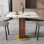 Ensemble 3 pièces de table de conférence moderne en pierre frittée carrée avec 2 chaises en cuir-755388880-755388885