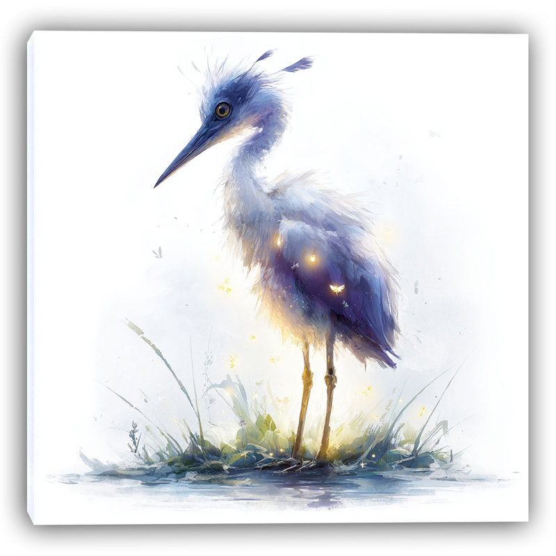 «Enchanted Heron», art mural sur toile tendue, H 20 po x l 20 po