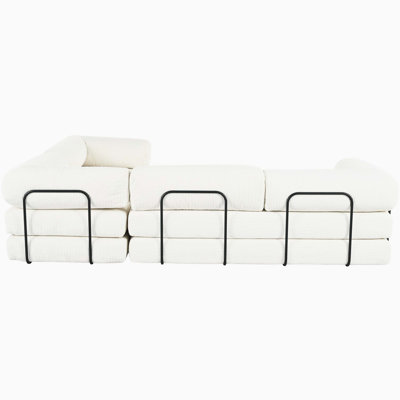 L-Shaped Modular Sofa Bed in Corduroy Fabric, Ideal for Living Rooms and Apartments