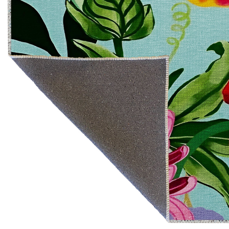 Tapis décoratif multicolore bleu à motif de roses et de fleurs, Tapis de couloir 3 pi 3 po x 9 pi 10 po