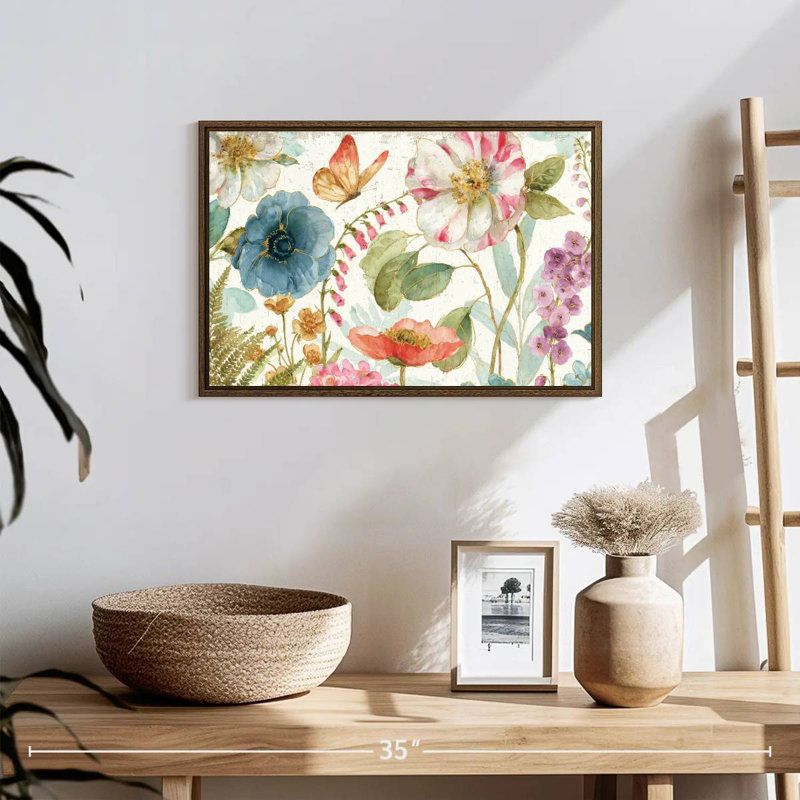 Rainbow Seeds Fleurs sur bois, 19 po x 13 po, Cadre flottant noyer