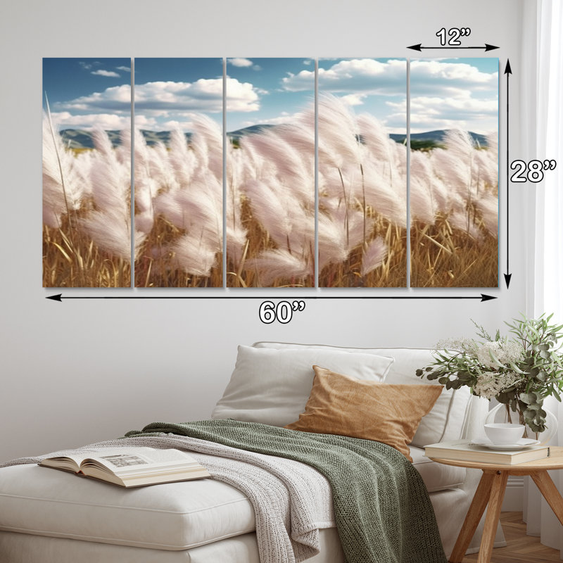 Ensemble de 5 décorations murales blanches Pampas Meadows II