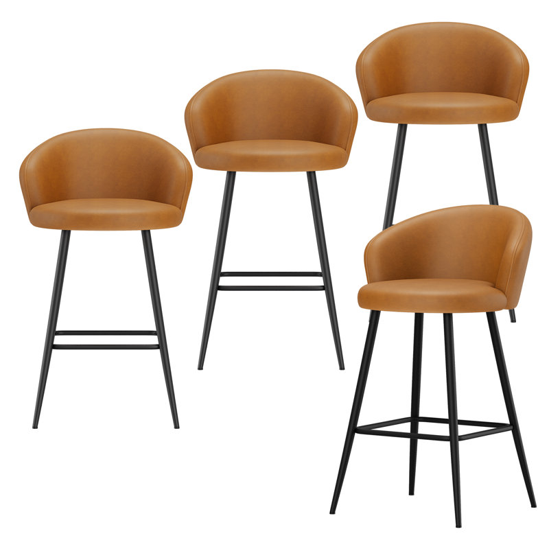 Upholstered Counter Stool with Metal Frame, 76.5cm