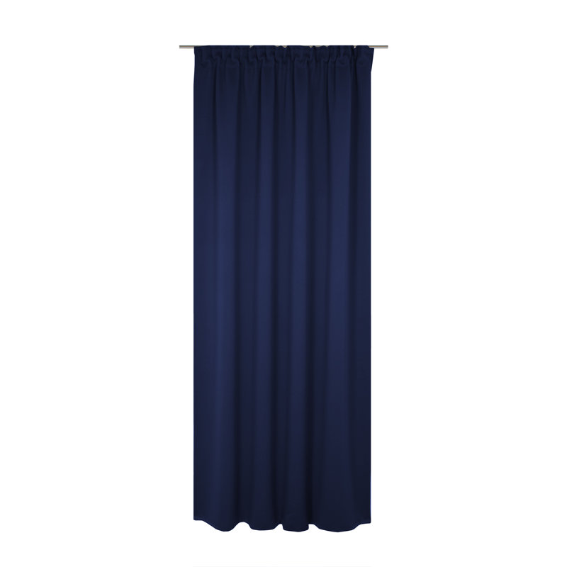 Newbury 67% Polyester And 33% Cotton Room Darkening Single Curtain Panel, 130cm Width x 295cm Drop, Midnight Blue