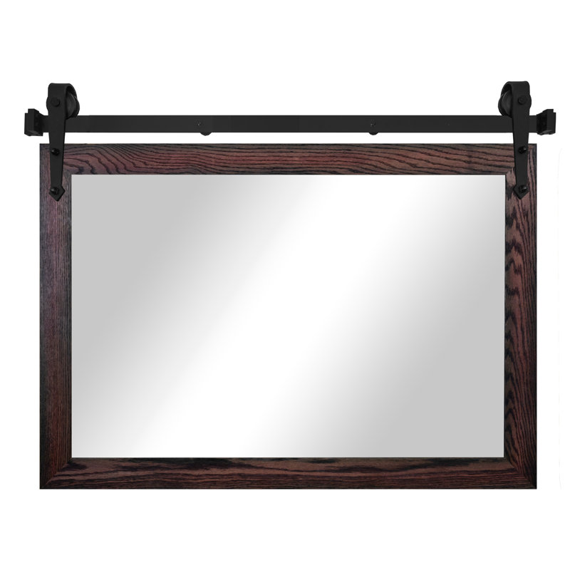 Manoil Solid Wood Rectangle Mirror, 33" x 42", Black Cherry