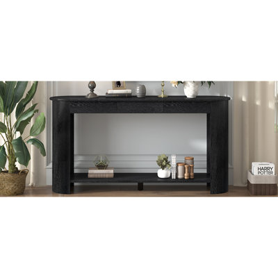 Console 59,8 po avec 3 tiroirs en chêne moderne
