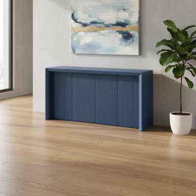 Cette table d'entrée en bois d'acacia minimaliste, en bleu marine, convient à un bureau ou à un vestibule.