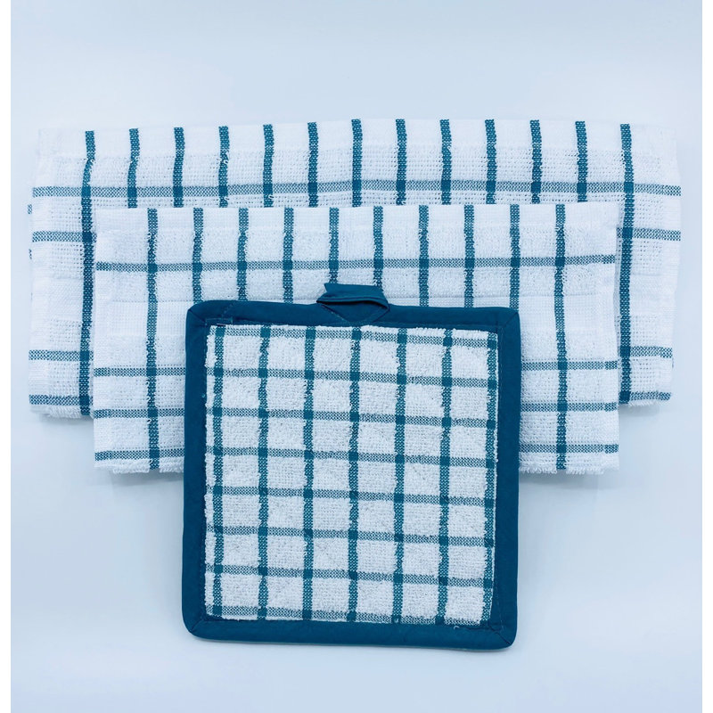 Collection Kitchen Ensemble - Linge à vaisselle 12 po x 12 po, paquet de 12 par Rifz, Blanc/vert