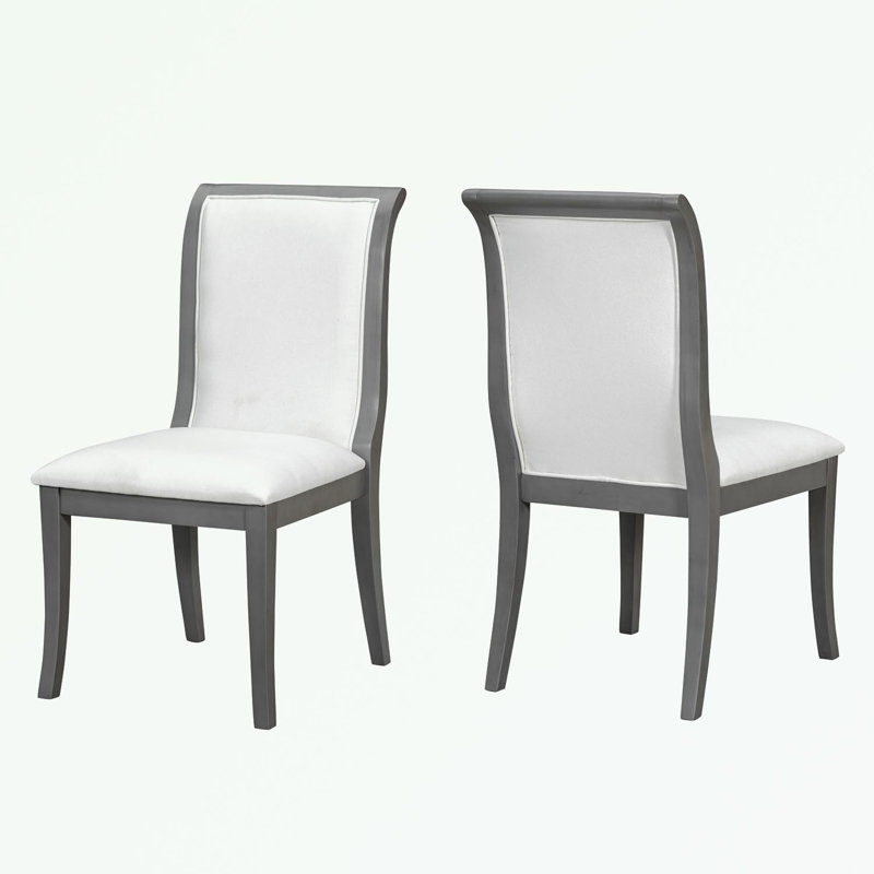 Ensemble de 2 chaises de salle à manger rembourrées avec lignes courbes, Gris